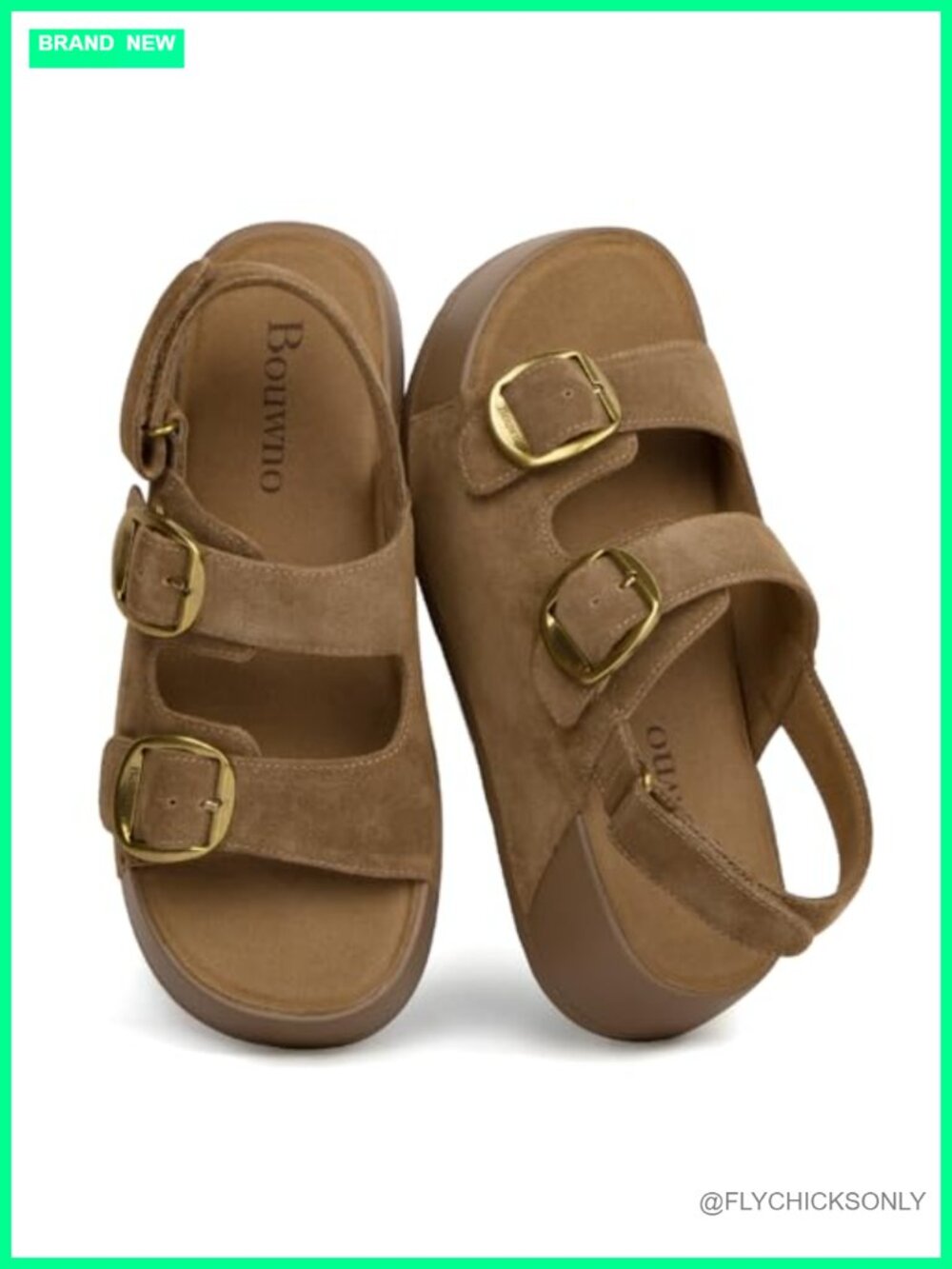 Suede Leather Platform Sandals Womens Slip-On Beach Buckle Memory Foam Open Toe